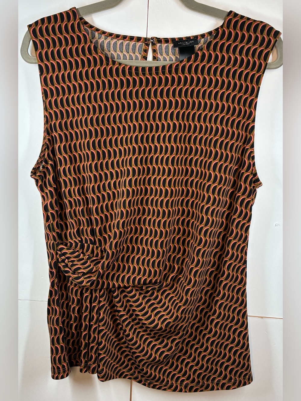 Ann Taylor Factory Sleeveless Geometric Scoop Neck Blouse Women's Large